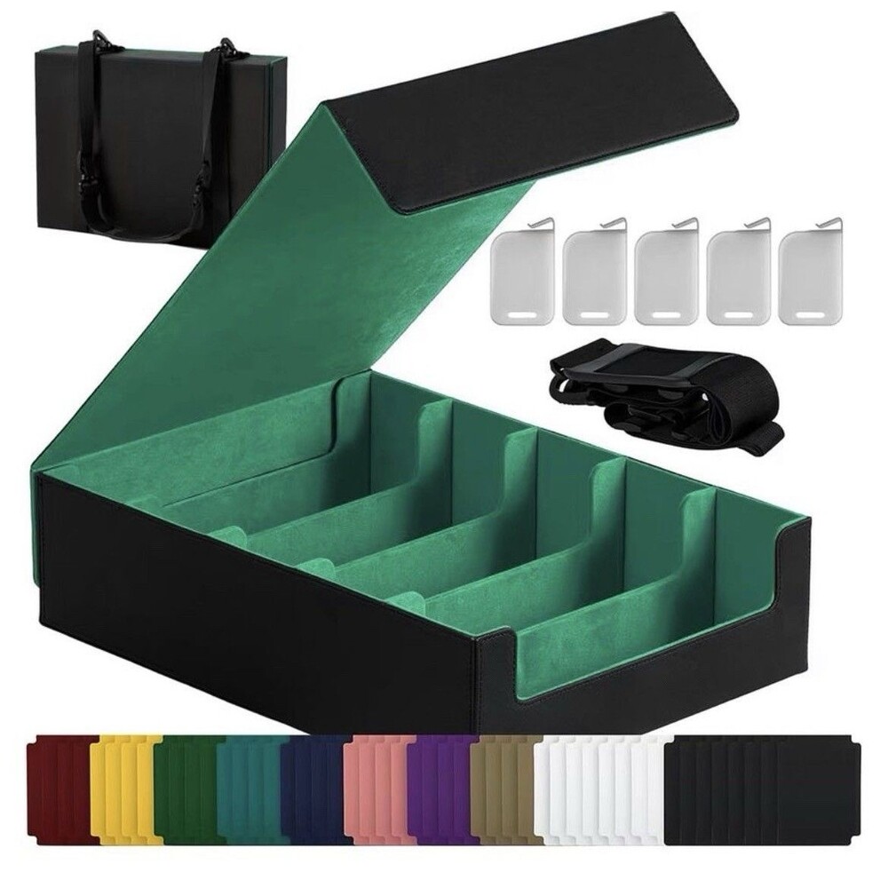 Magnetic Leather Trading Card Storage Box - 5-Row Deck Case Design, 3900+ Capaci